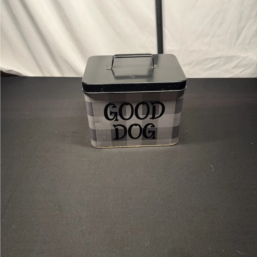 Good Dog Black and Gray Storage Tin